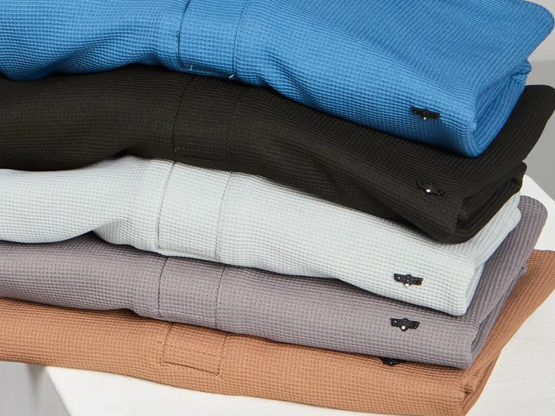 Folded apparel polo shirts stack